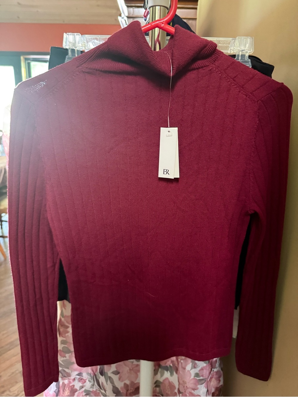 Banana Republic Men's Wine Ribbed Turtleneck Sweater
